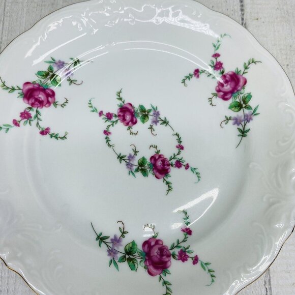 Royal Kent POLAND RKT3 Bavarian Rose Gold Trim Scallop China Salad Plates Set 4 - Picture 11 of 15